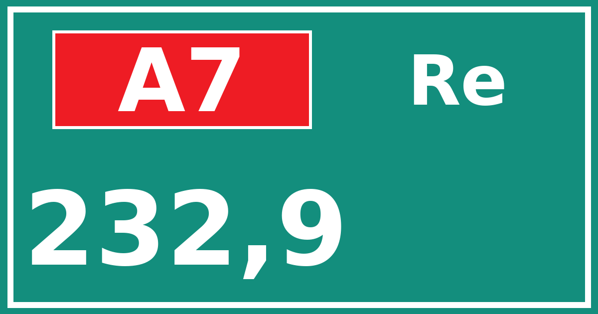 Hectometerbord A7 232,9 zijde Re