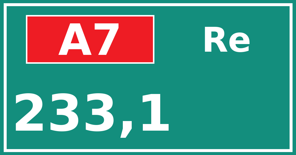 Hectometerbord A7 233,1 zijde Re