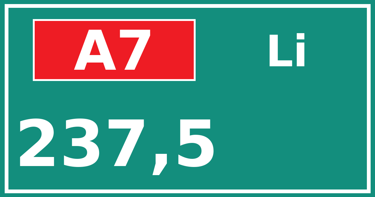 Hectometerbord A7 237,5 zijde Li