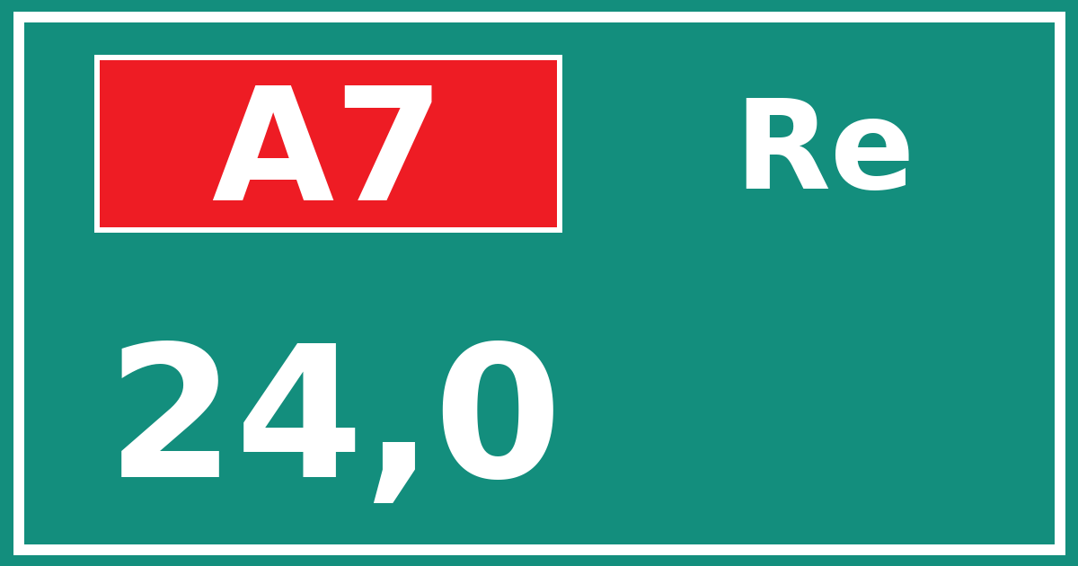 Hectometerbord A7 24,0 zijde Re