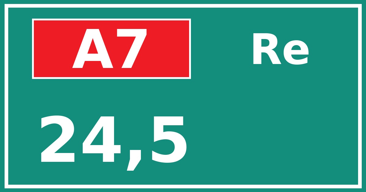 Hectometerbord A7 24,5 zijde Re