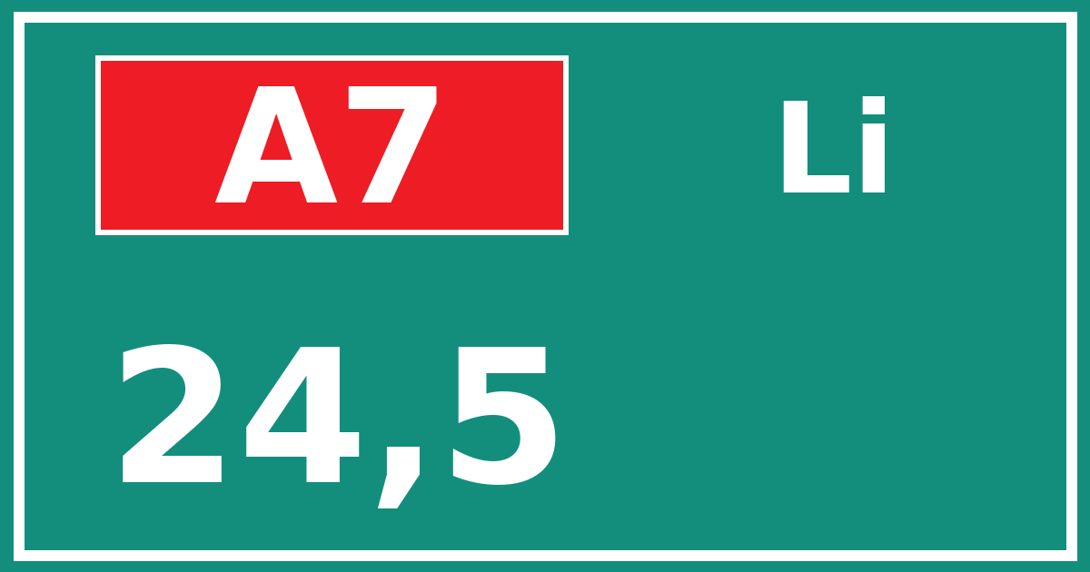Hectometerbord A7 24,5 zijde Li