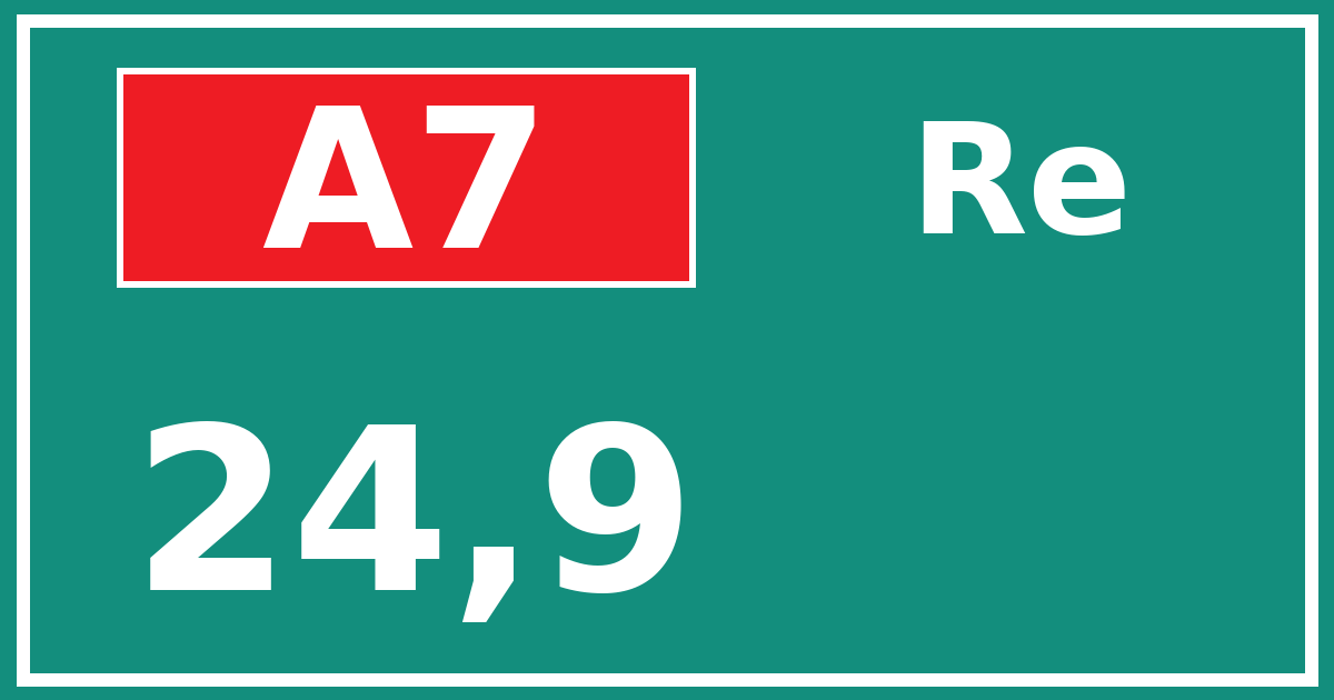 Hectometerbord A7 24,9 zijde Re