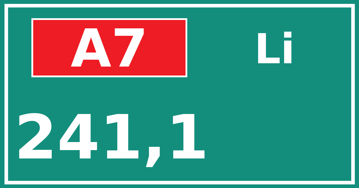 Hectometerbord A7 241,1 zijde Li