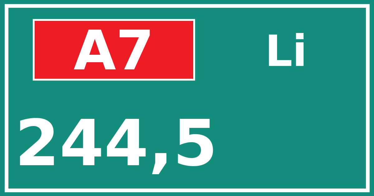 Hectometerbord A7 244,5 zijde Li