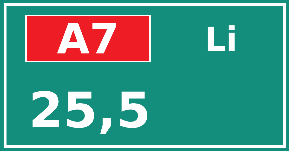 Hectometerbord A7 25,5 zijde Li