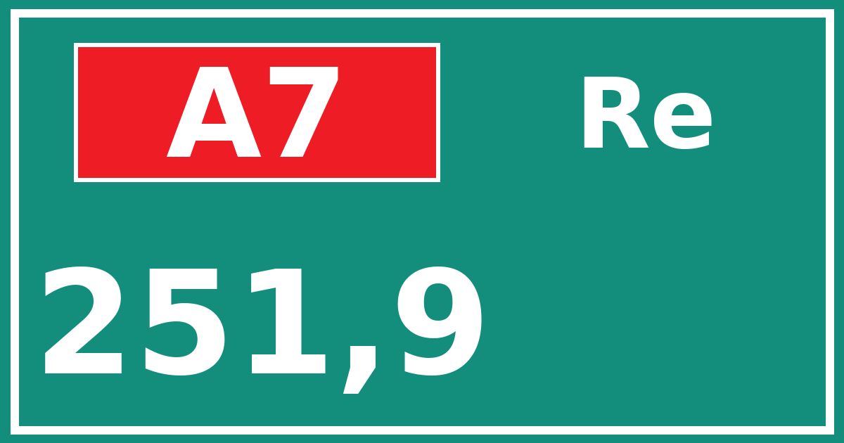 Hectometerbord A7 251,9 zijde Re