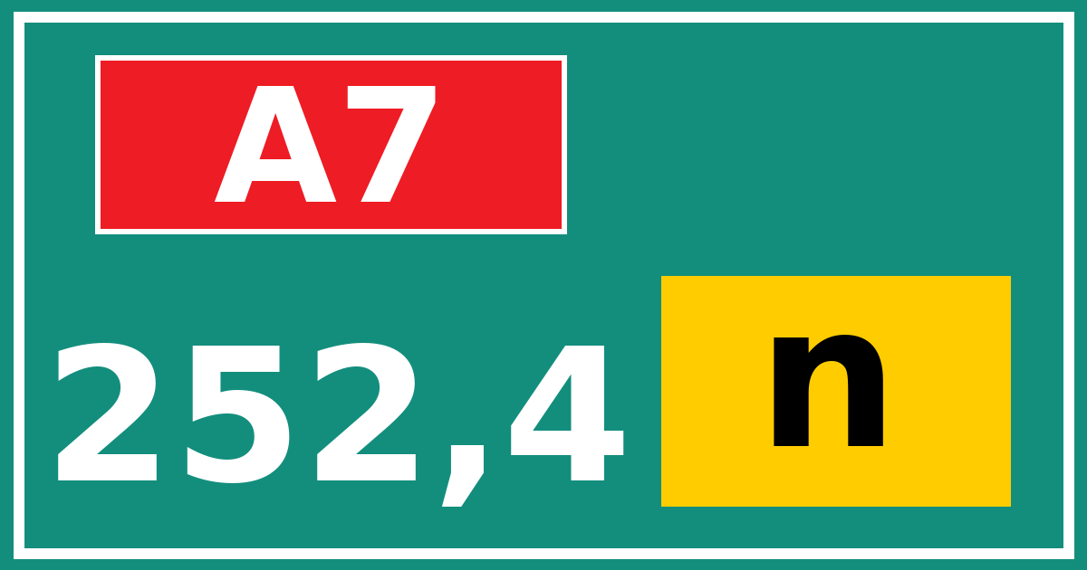 Hectometerbord A7 252,4 letter n