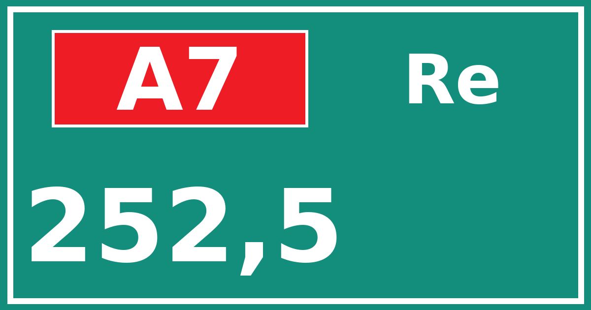 Hectometerbord A7 252,5 zijde Re