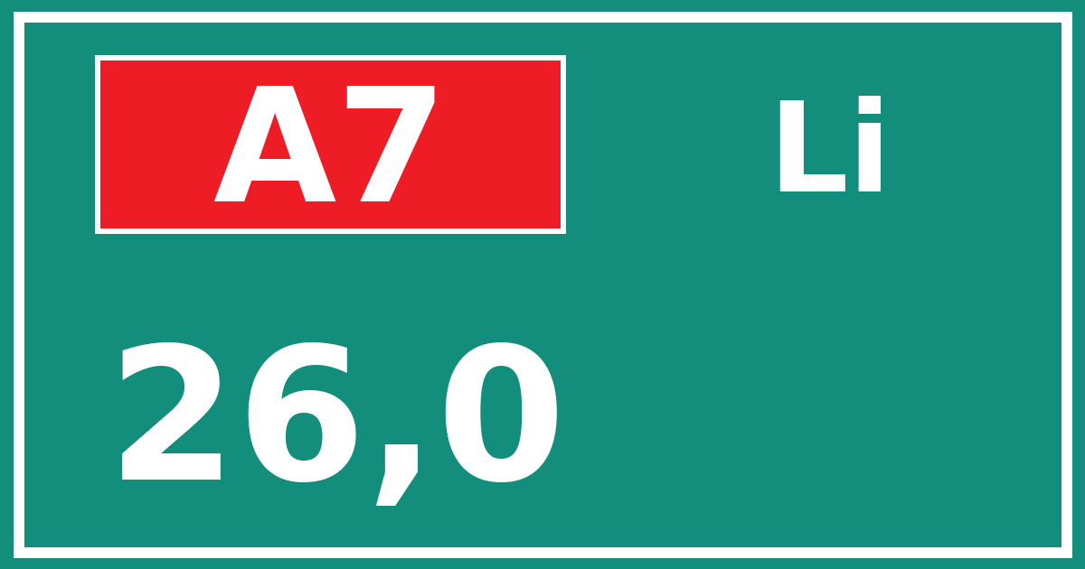 Hectometerbord A7 26,0 zijde Li