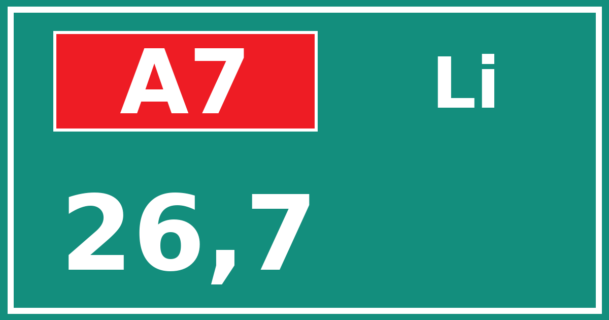 Hectometerbord A7 26,7 zijde Li