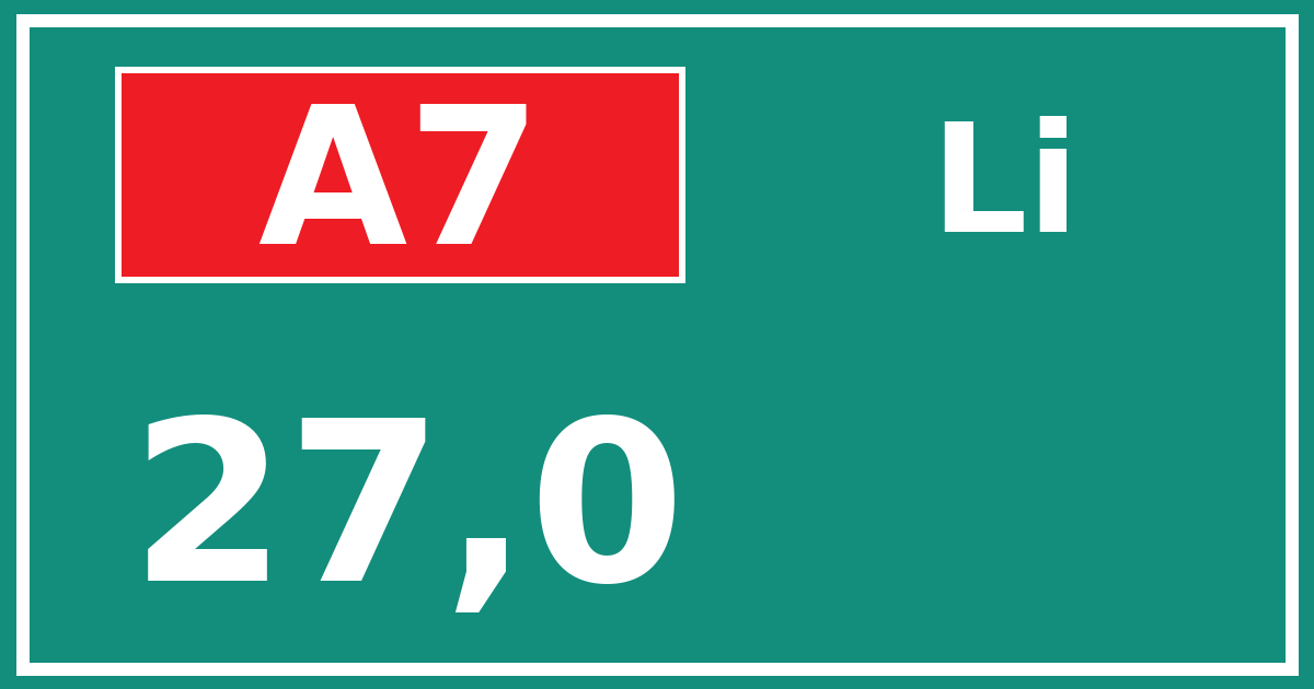 Hectometerbord A7 27,0 zijde Li