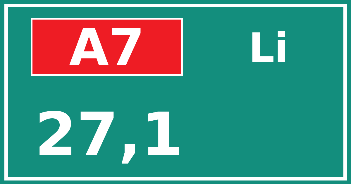 Hectometerbord A7 27,1 zijde Li