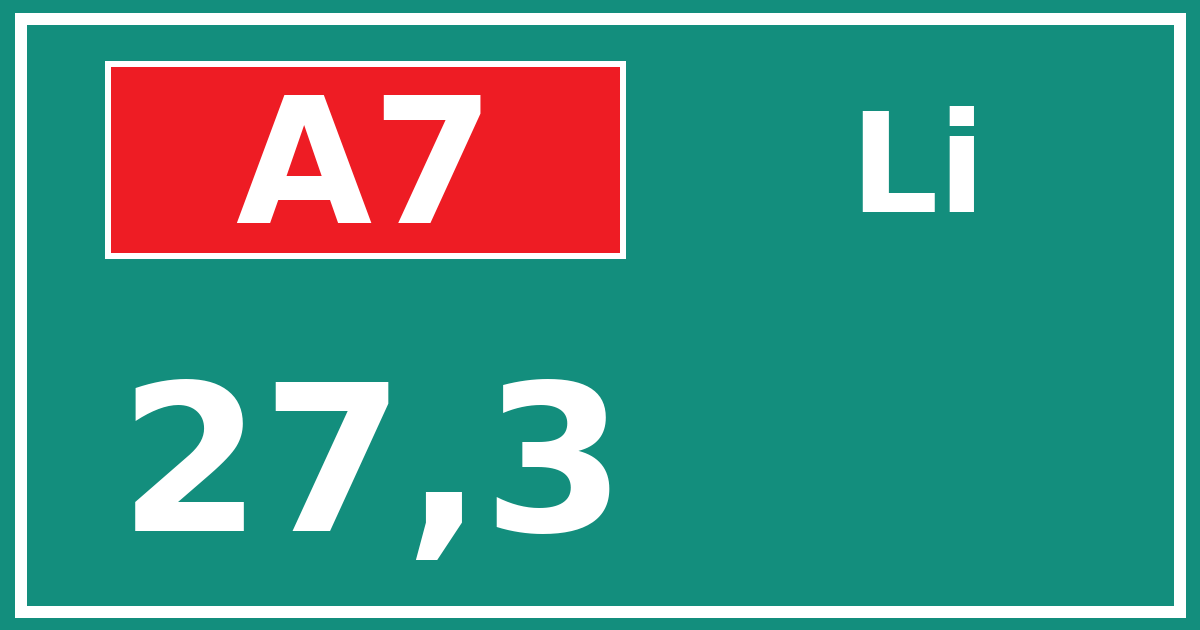 Hectometerbord A7 27,3 zijde Li