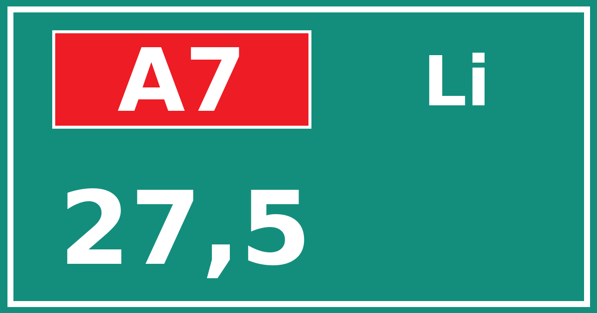 Hectometerbord A7 27,5 zijde Li