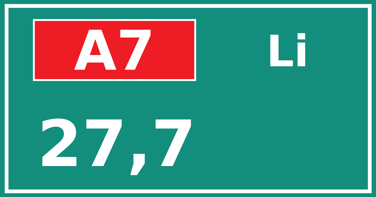 Hectometerbord A7 27,7 zijde Li
