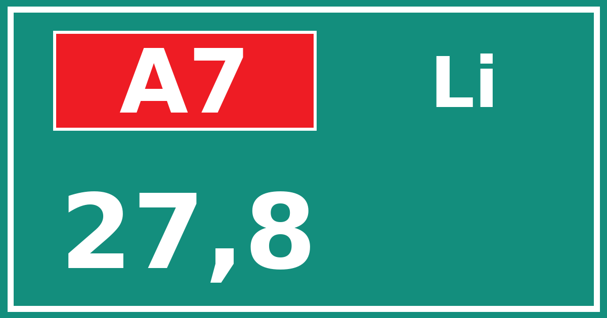 Hectometerbord A7 27,8 zijde Li
