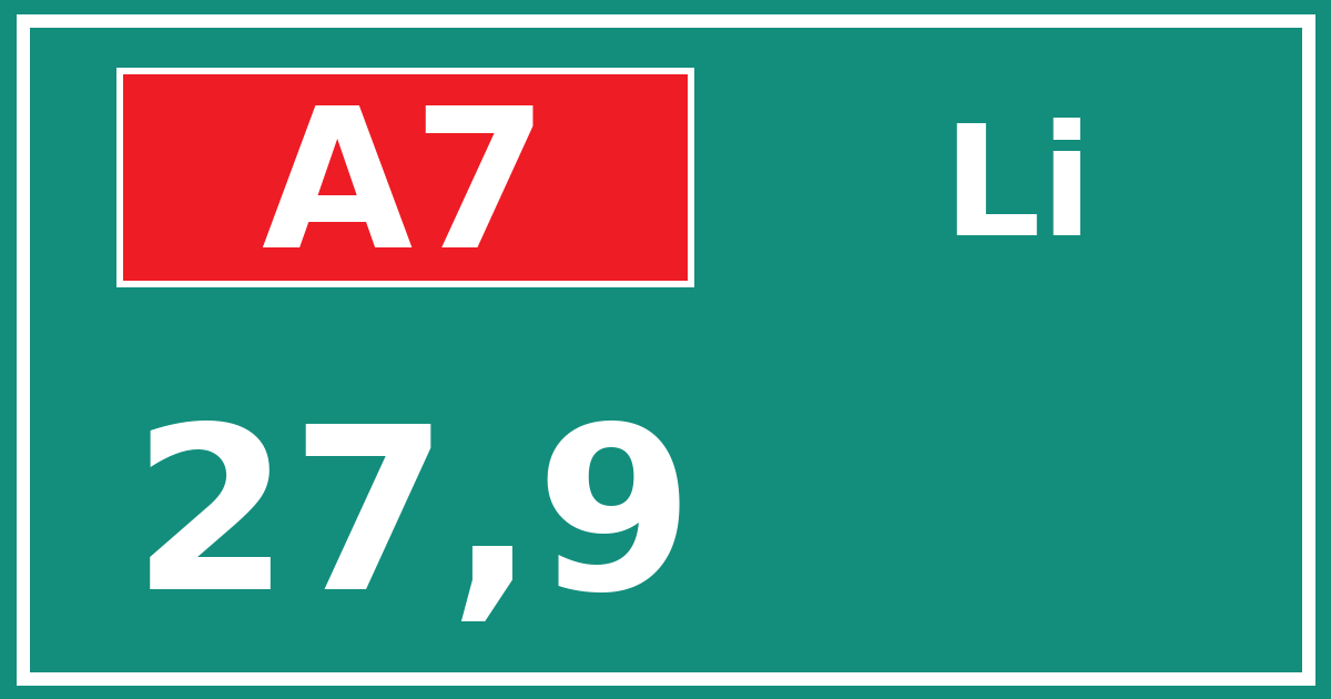 Hectometerbord A7 27,9 zijde Li