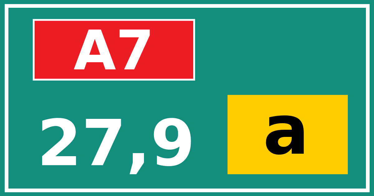 Hectometerbord A7 27,9 letter a