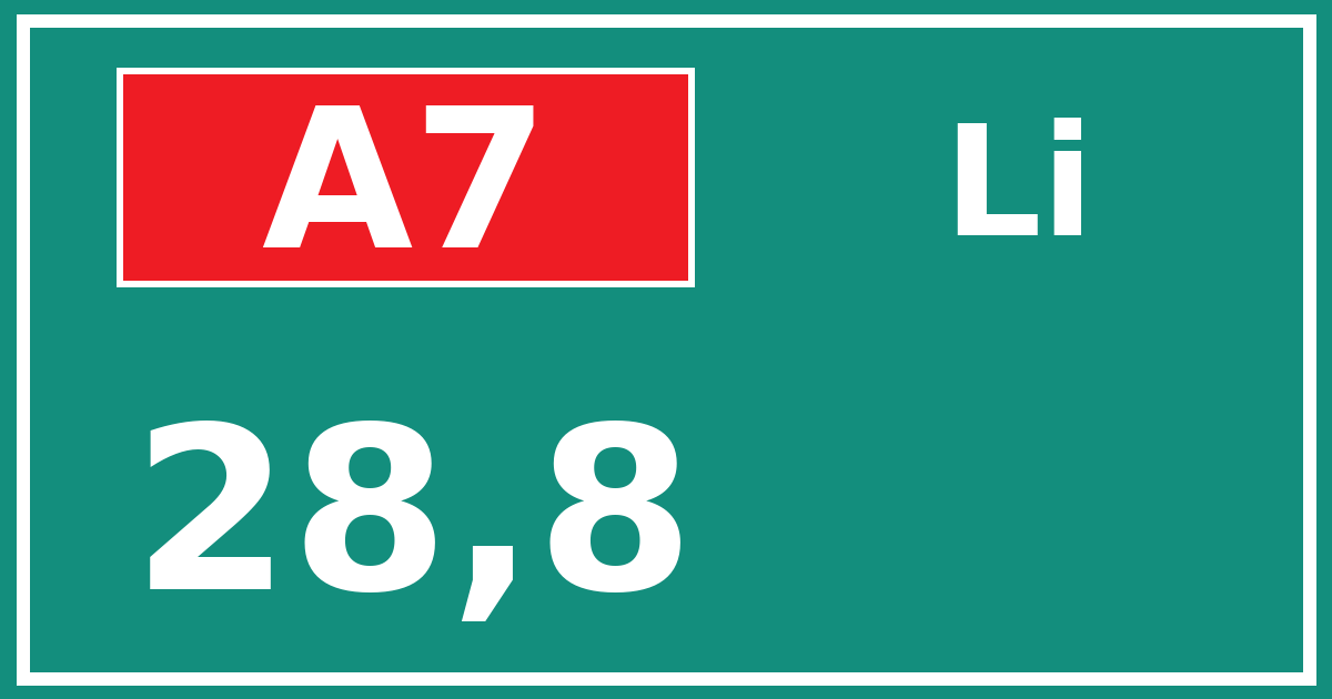 Hectometerbord A7 28,8 zijde Li