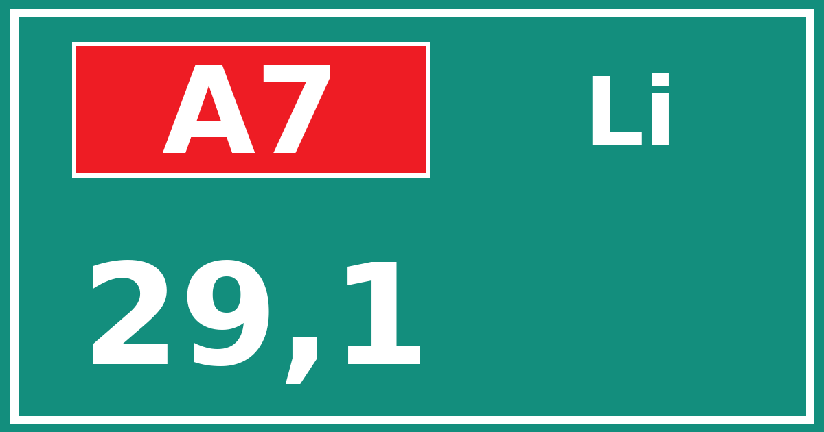 Hectometerbord A7 29,1 zijde Li