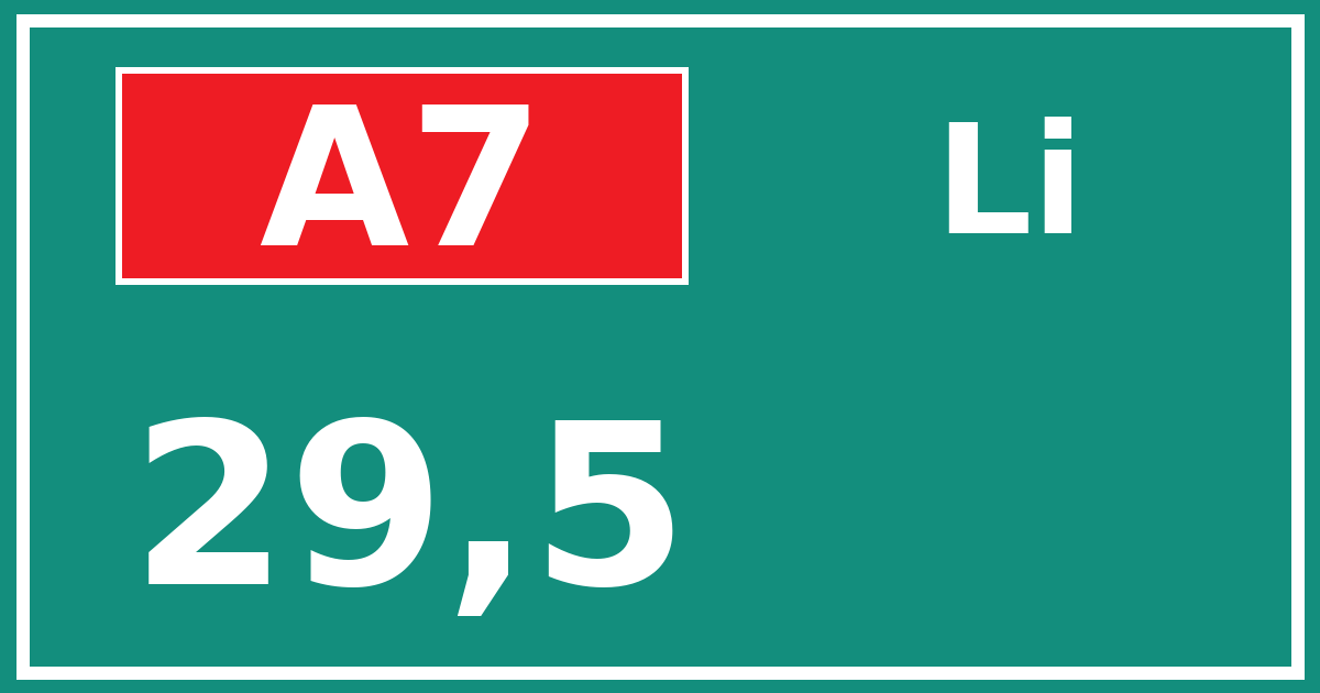 Hectometerbord A7 29,5 zijde Li