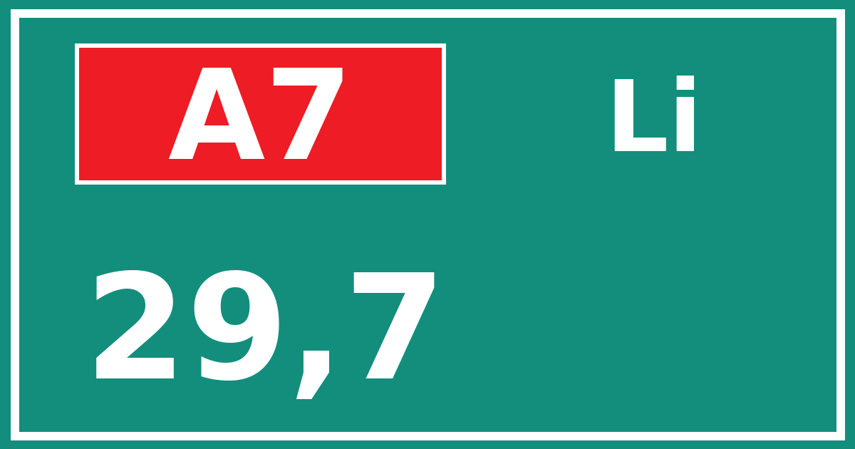 Hectometerbord A7 29,7 zijde Li