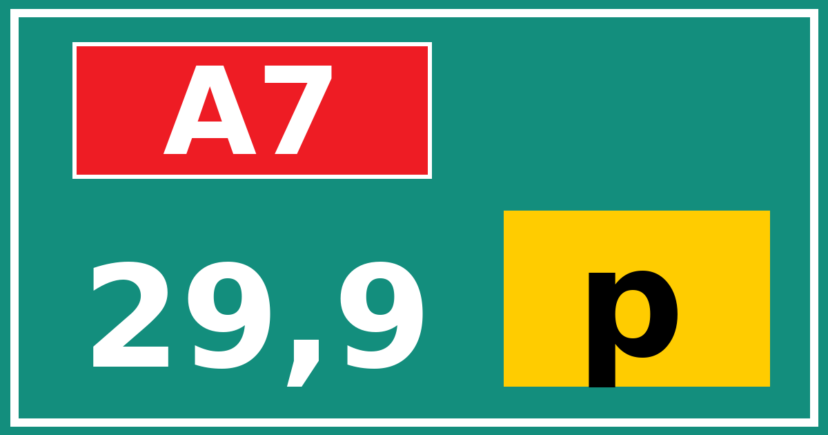 Hectometerbord A7 29,9 letter p