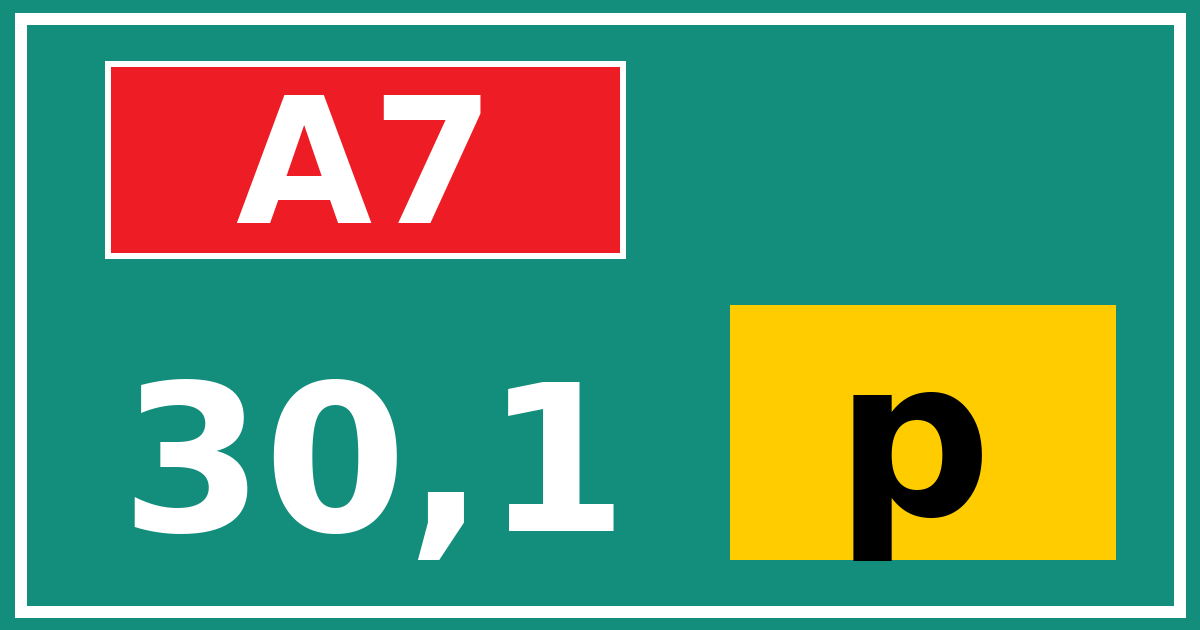 Hectometerbord A7 30,1 letter p