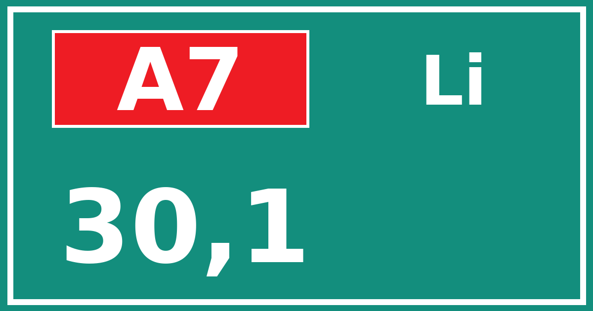 Hectometerbord A7 30,1 zijde Li