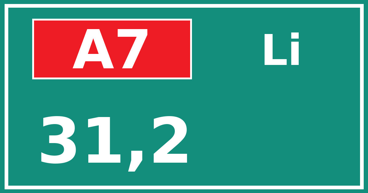 Hectometerbord A7 31,2 zijde Li