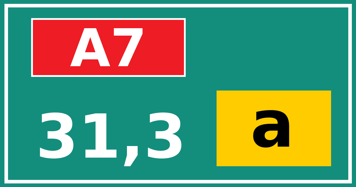 Hectometerbord A7 31,3 letter a