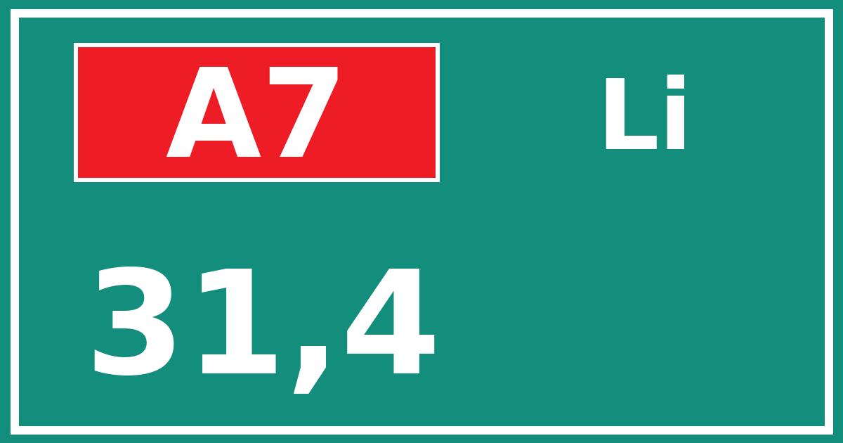 Hectometerbord A7 31,4 zijde Li