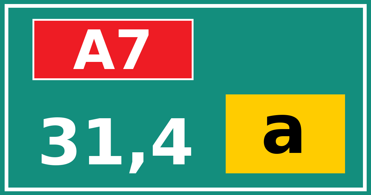 Hectometerbord A7 31,4 letter a