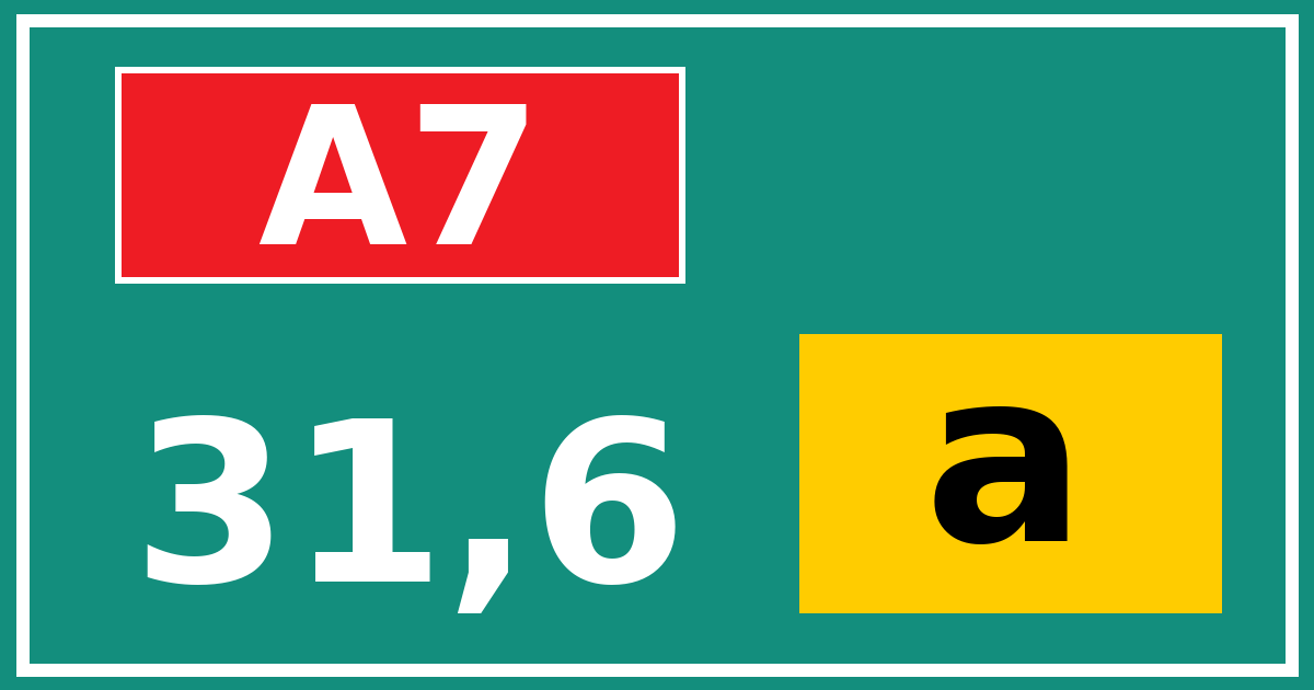Hectometerbord A7 31,6 letter a