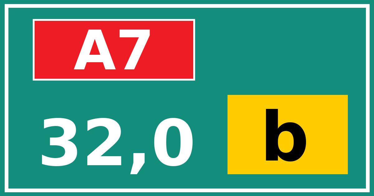 Hectometerbord A7 32,0 letter b