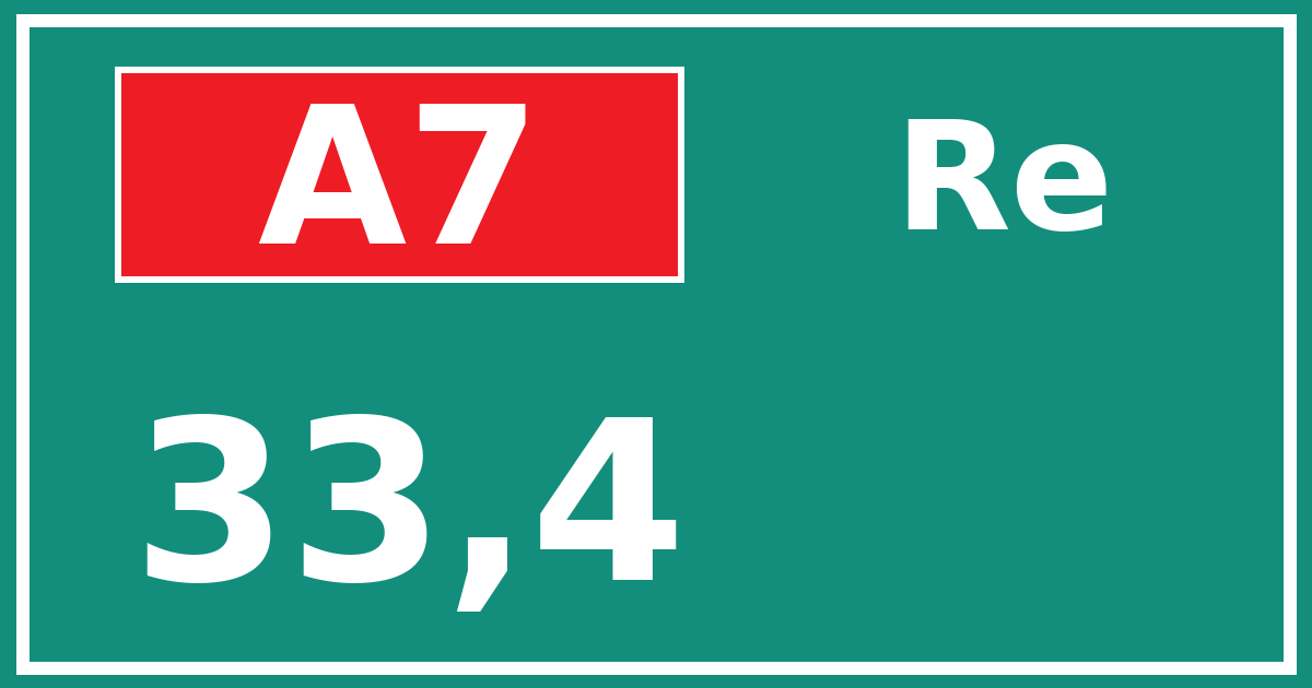 Hectometerbord A7 33,4 zijde Re