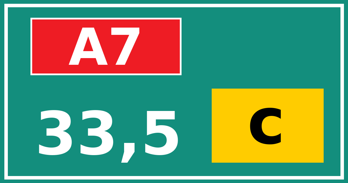 Hectometerbord A7 33,5 letter c