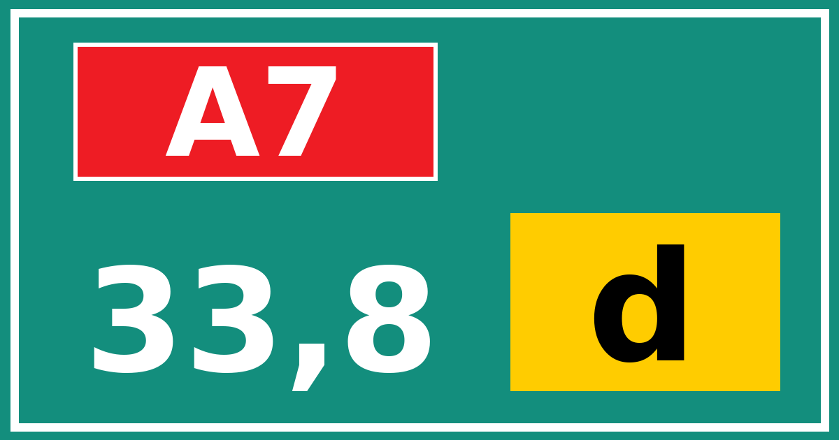 Hectometerbord A7 33,8 letter d