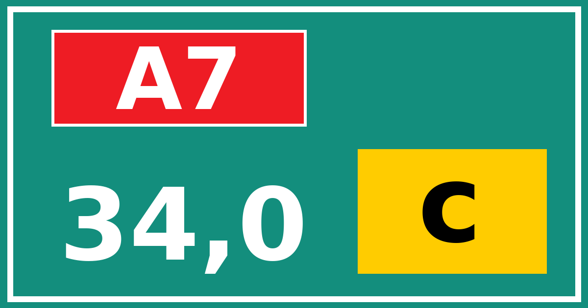 Hectometerbord A7 34,0 letter c