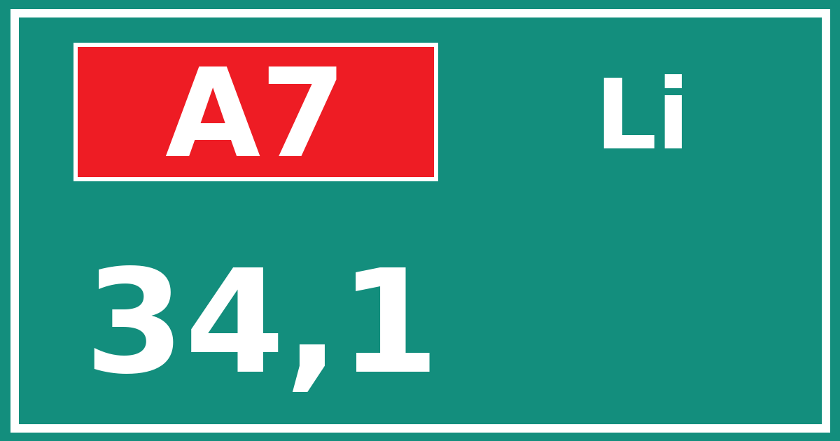 Hectometerbord A7 34,1 zijde Li