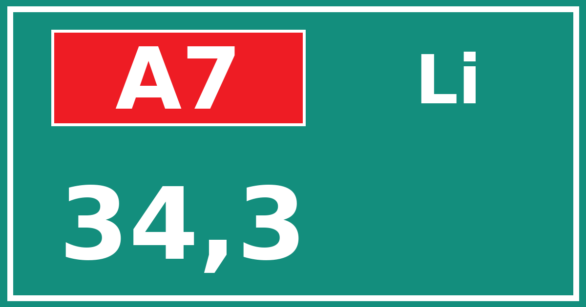 Hectometerbord A7 34,3 zijde Li