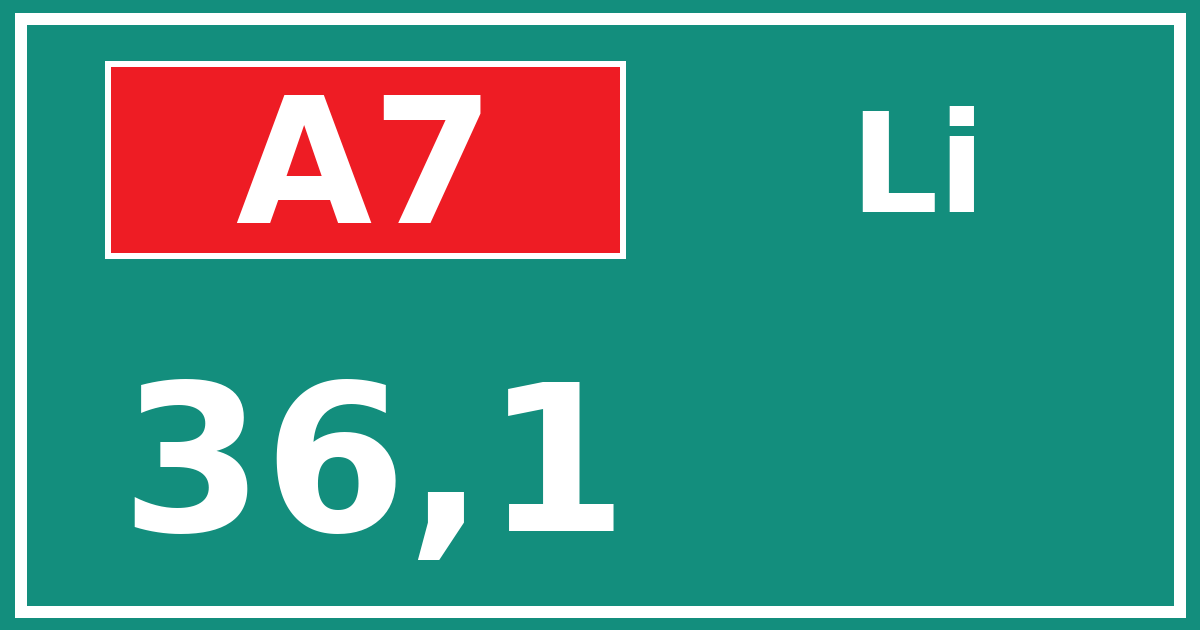 Hectometerbord A7 36,1 zijde Li