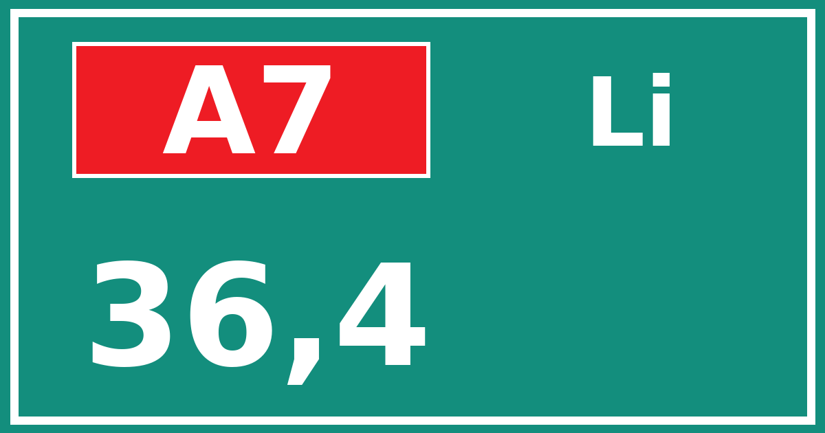 Hectometerbord A7 36,4 zijde Li