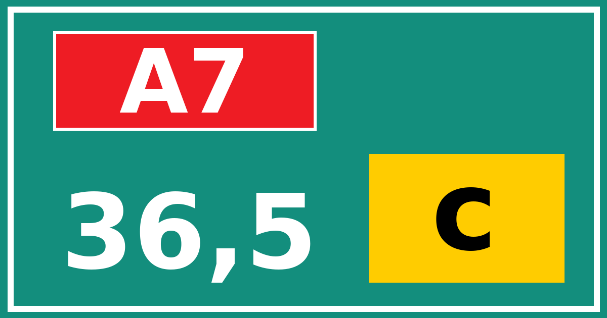 Hectometerbord A7 36,5 letter c