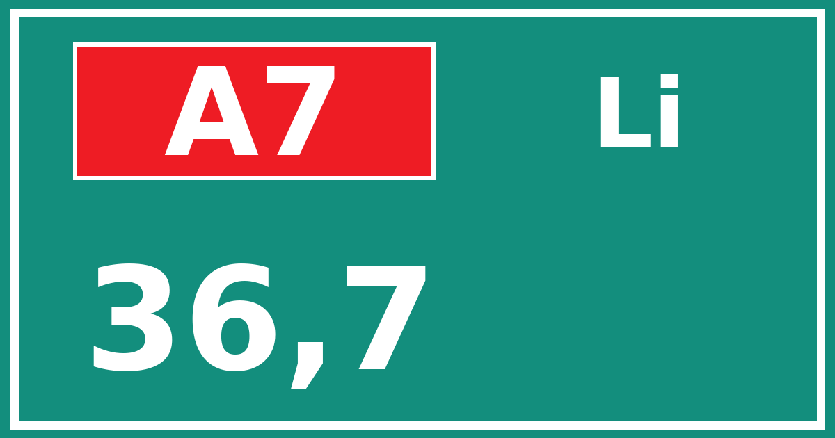 Hectometerbord A7 36,7 zijde Li
