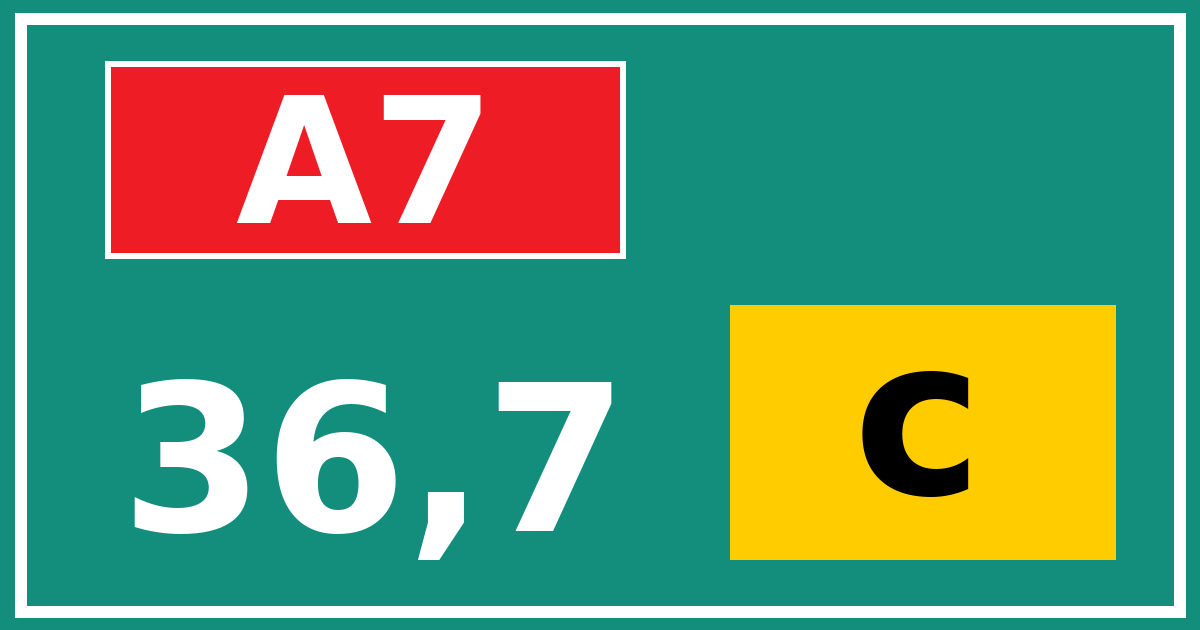 Hectometerbord A7 36,7 letter c