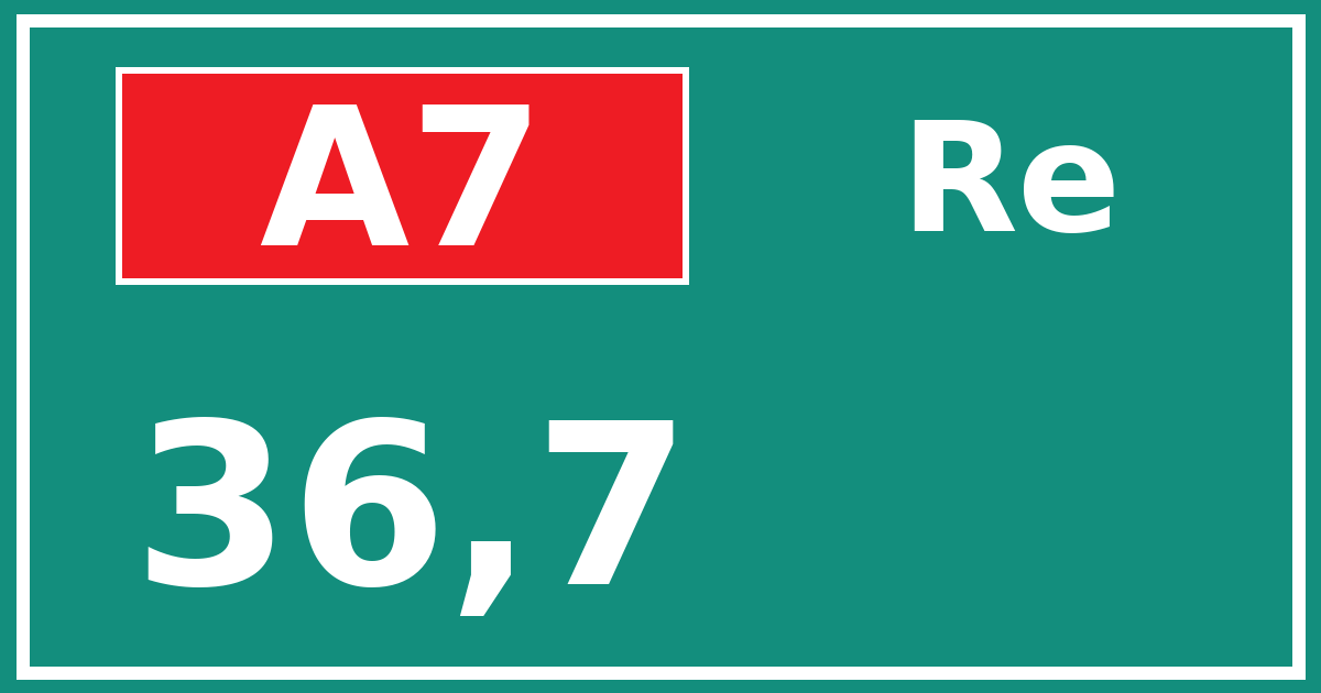 Hectometerbord A7 36,7 zijde Re