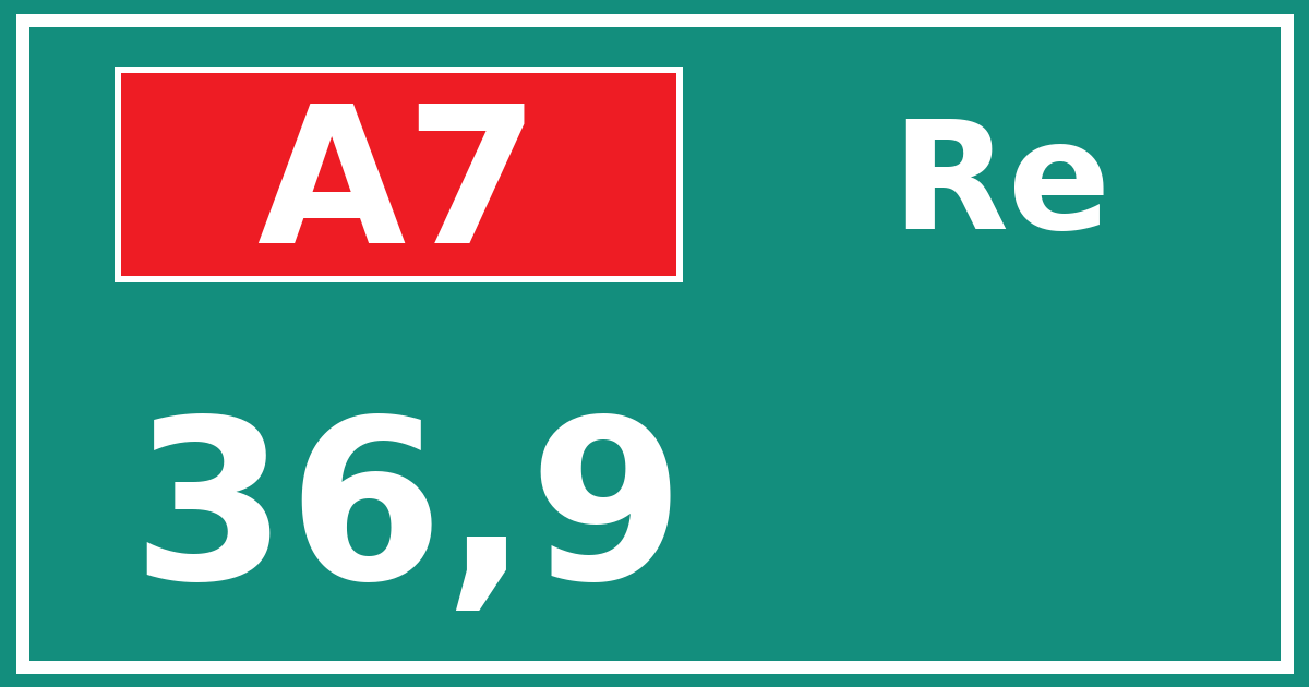 Hectometerbord A7 36,9 zijde Re