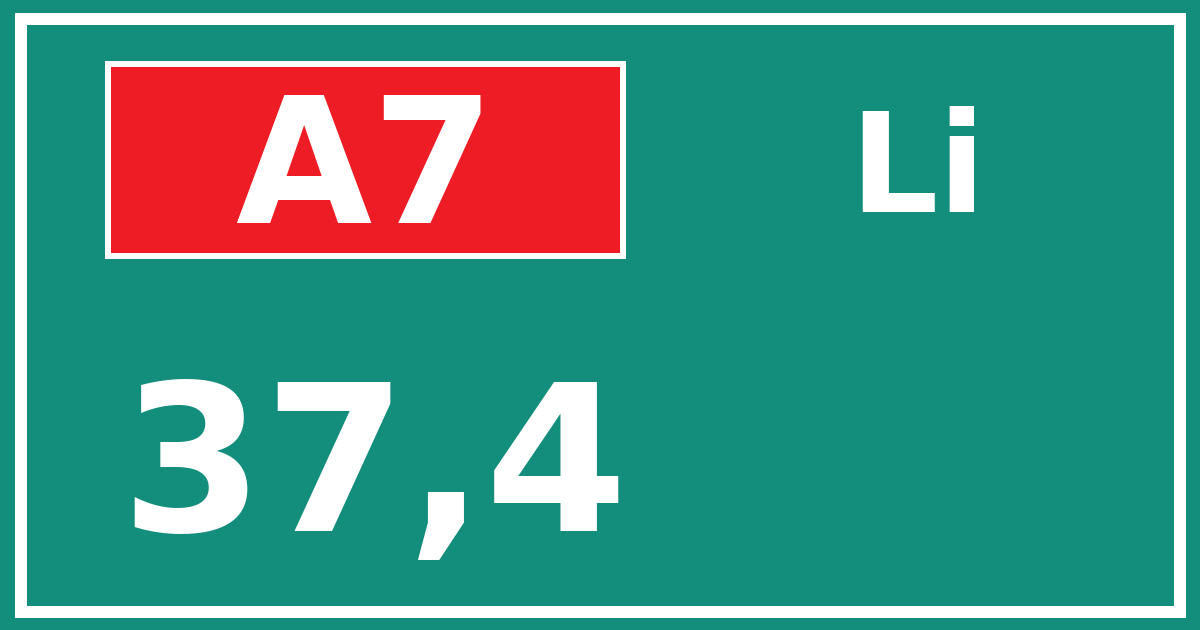 Hectometerbord A7 37,4 zijde Li